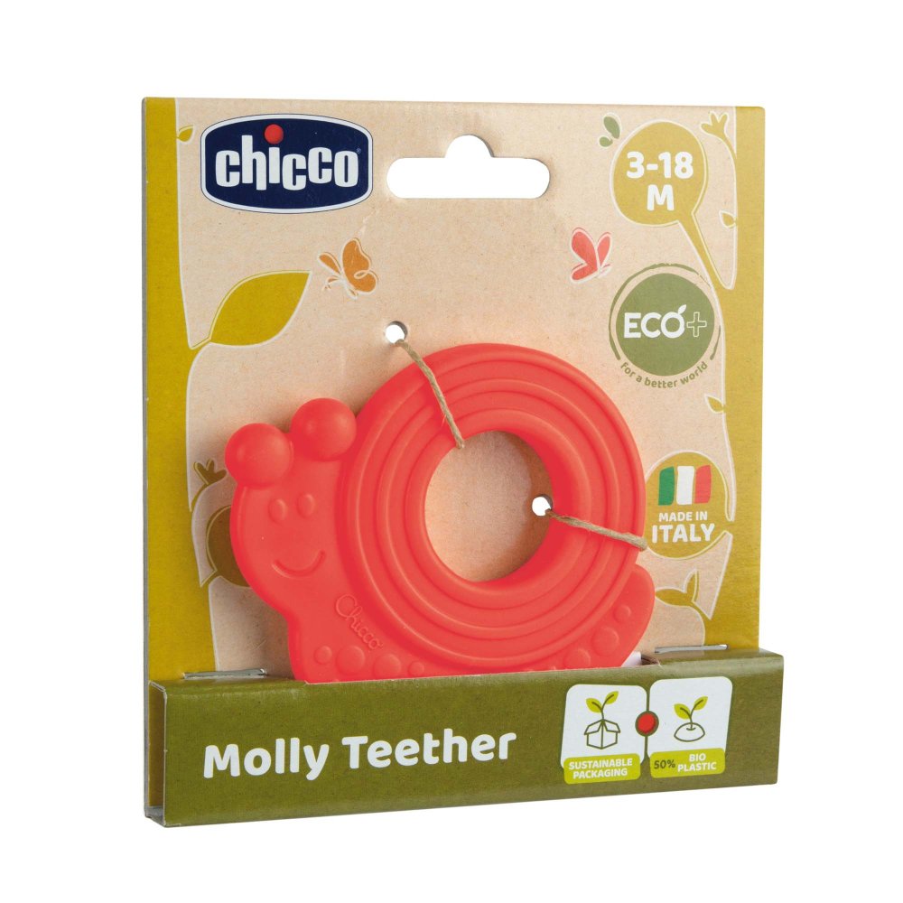 CHICCO Teether Eco+ Melc Molly Roșu 3m+