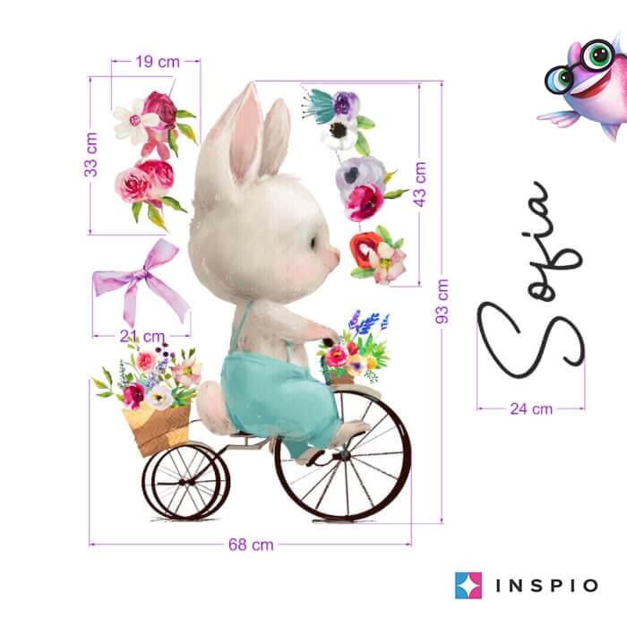 Stickers Muraux - Lapin Avec Des Fleurs