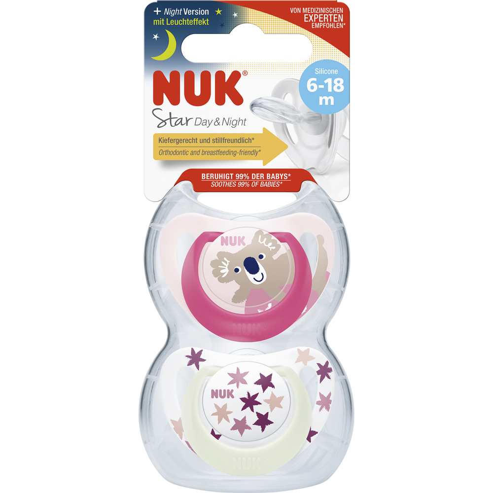 NUK Dudlík Star Day & Night (6-18 M.) 2 Pcs Box Girl