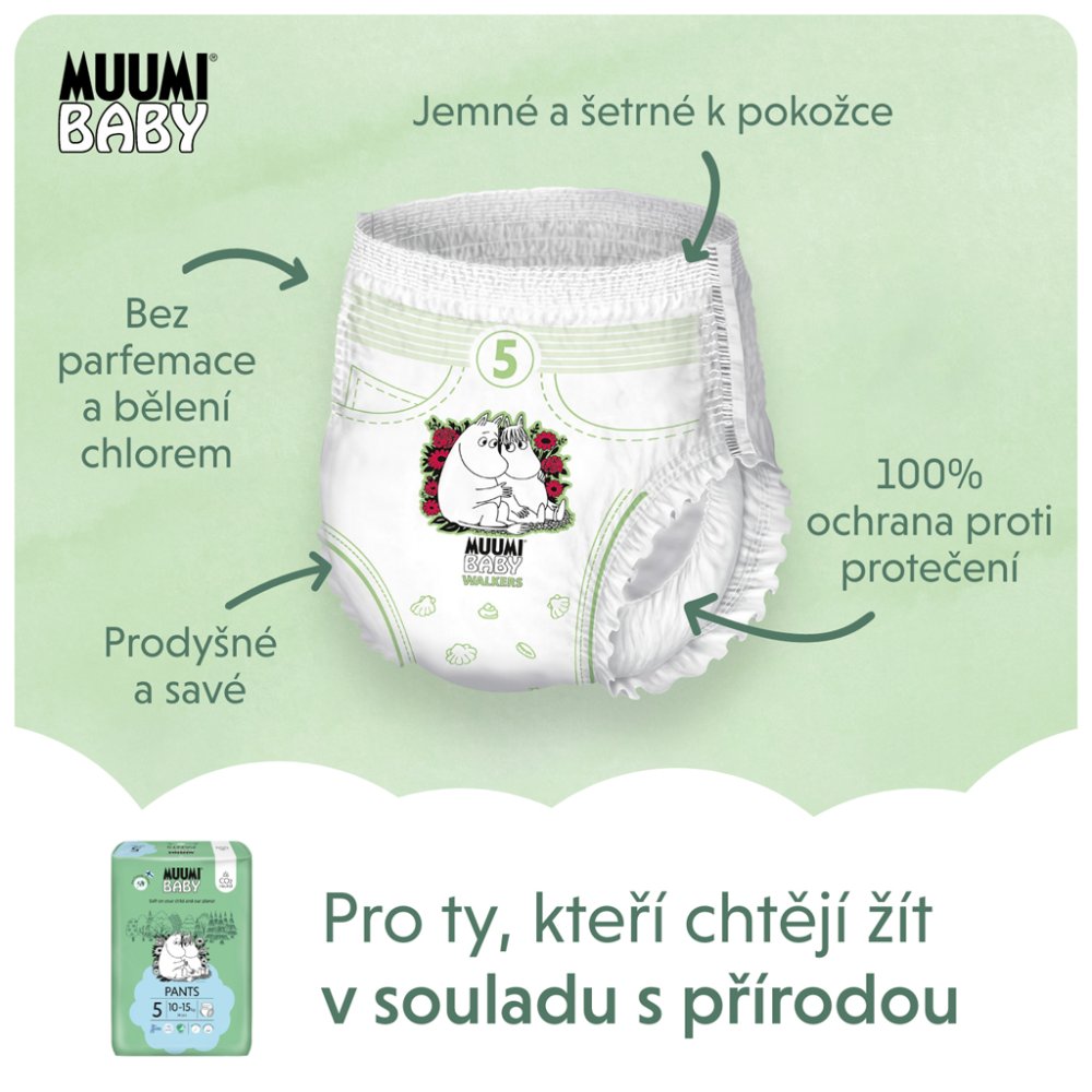 MUUMI Baby Pants 5 Maxi+ 10-15 Kg (114 Buc), Pachet Lunar De Scutece Eco