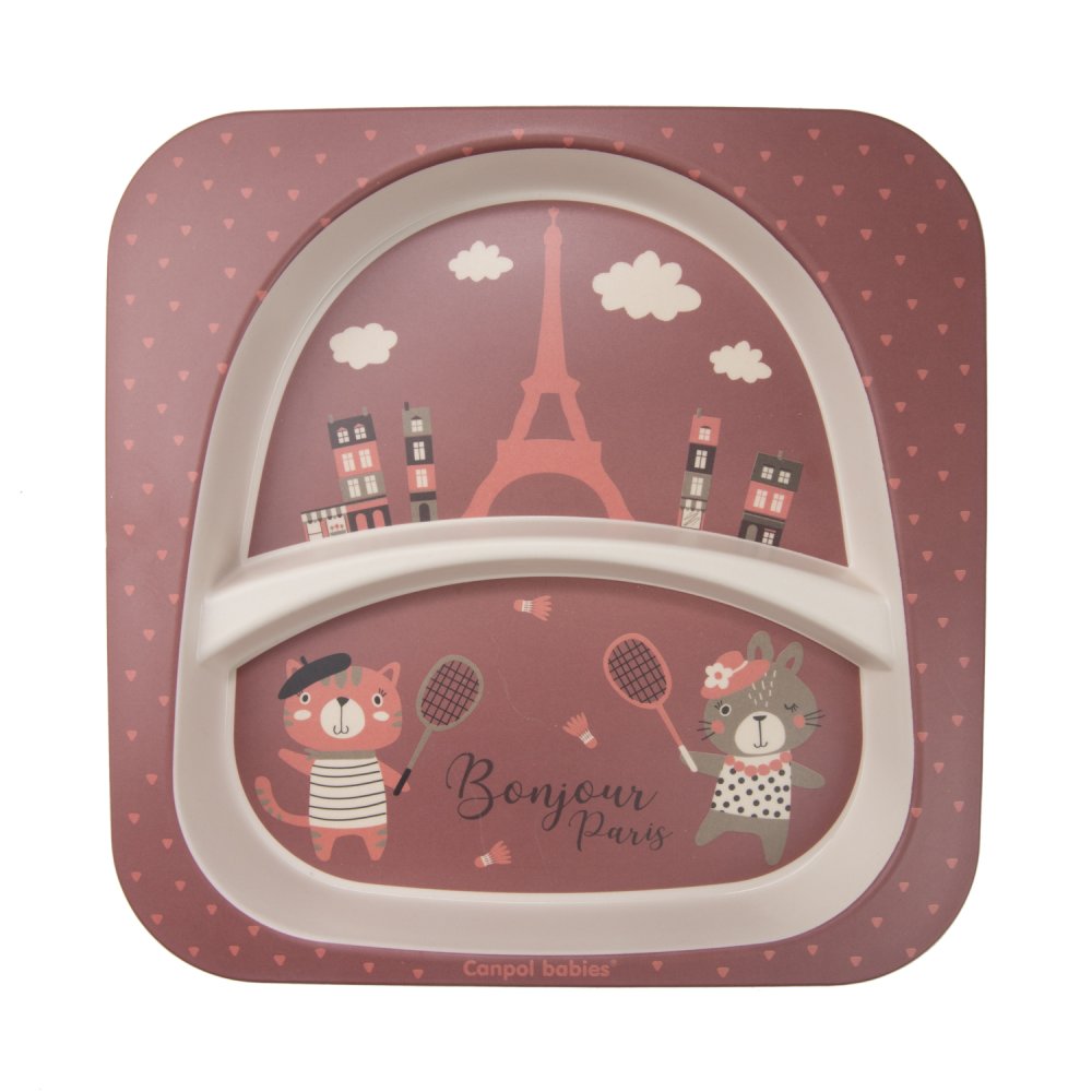 CANPOL BABIES Set Veselă Bonjour Paris 5 Buc Roșu