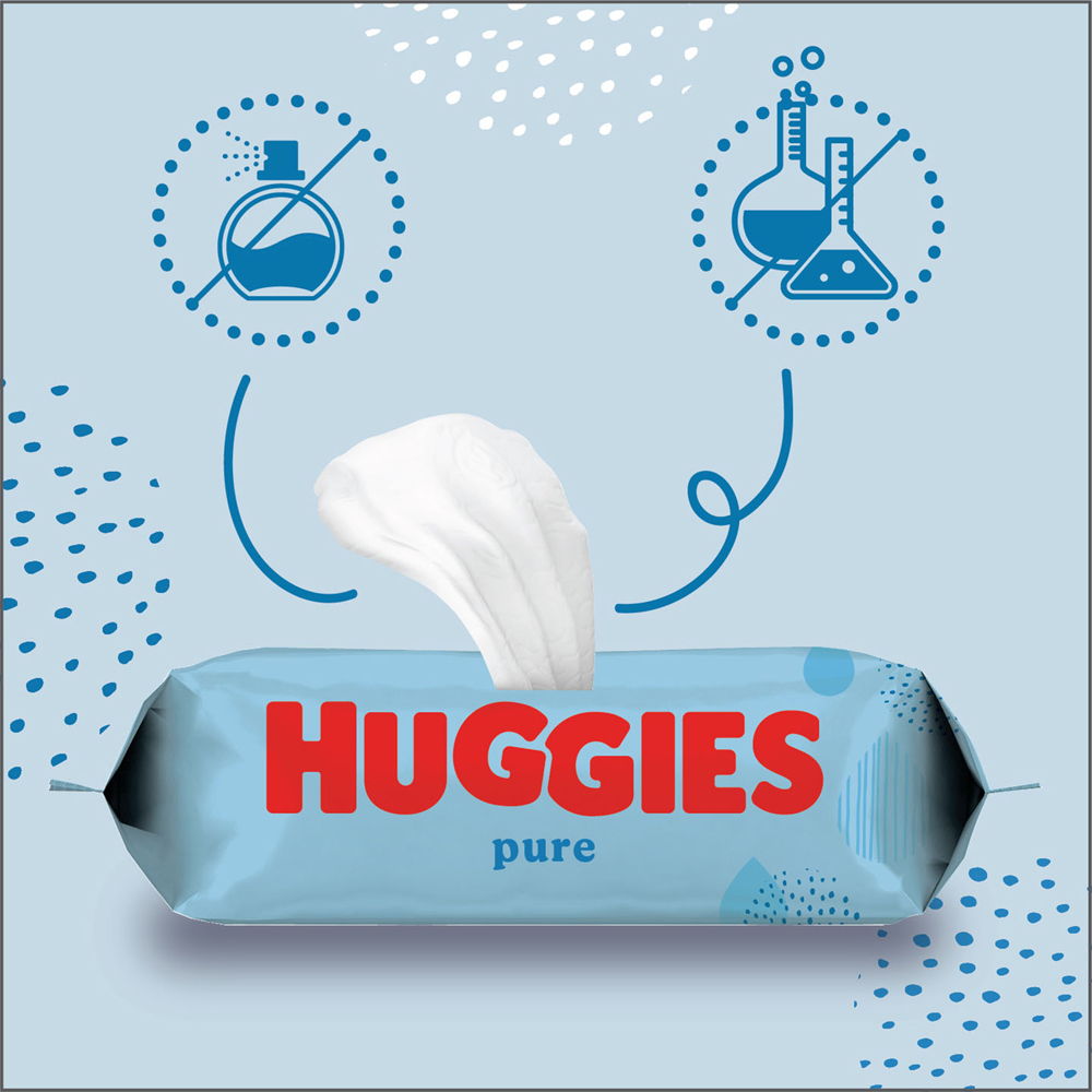 3x HUGGIES® Pure Triplo Ubrousky Vlhčené 56x3 Ks