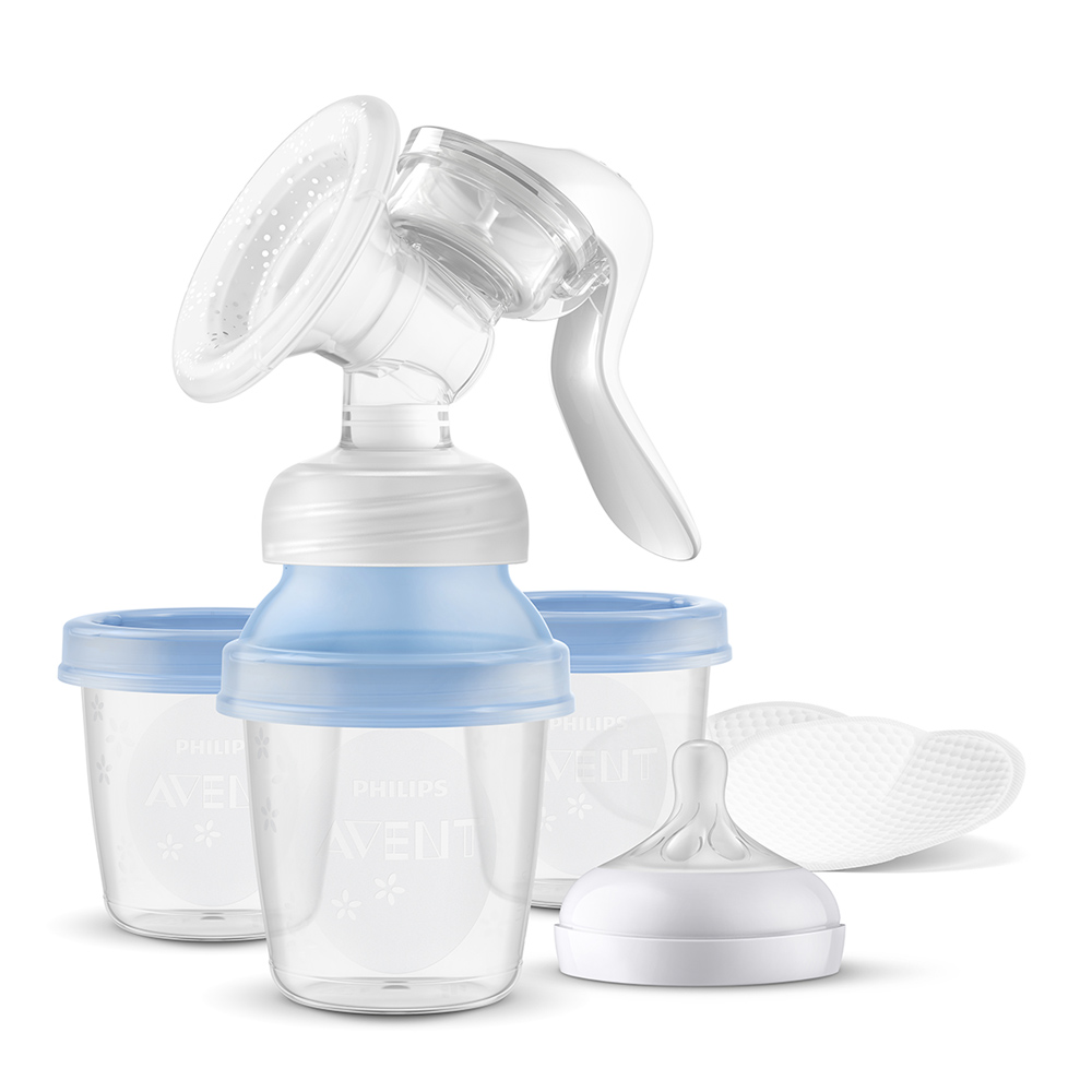 Tiralatte Philips AVENT. Latte Manuale Con Sistema VIA + Coppette Assorbilatte Monouso 100 Pz