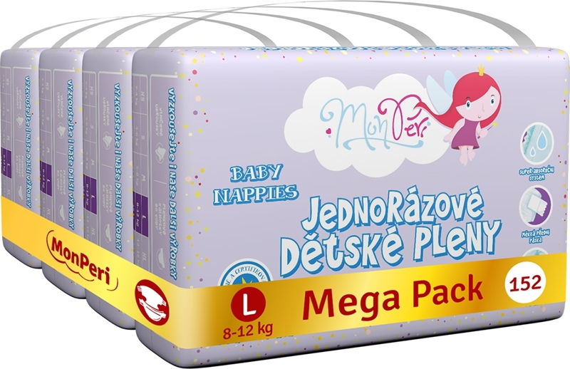 MONPERI Klasik Couches jetables L (8-12 kg) 152 pcs - Mega Pack