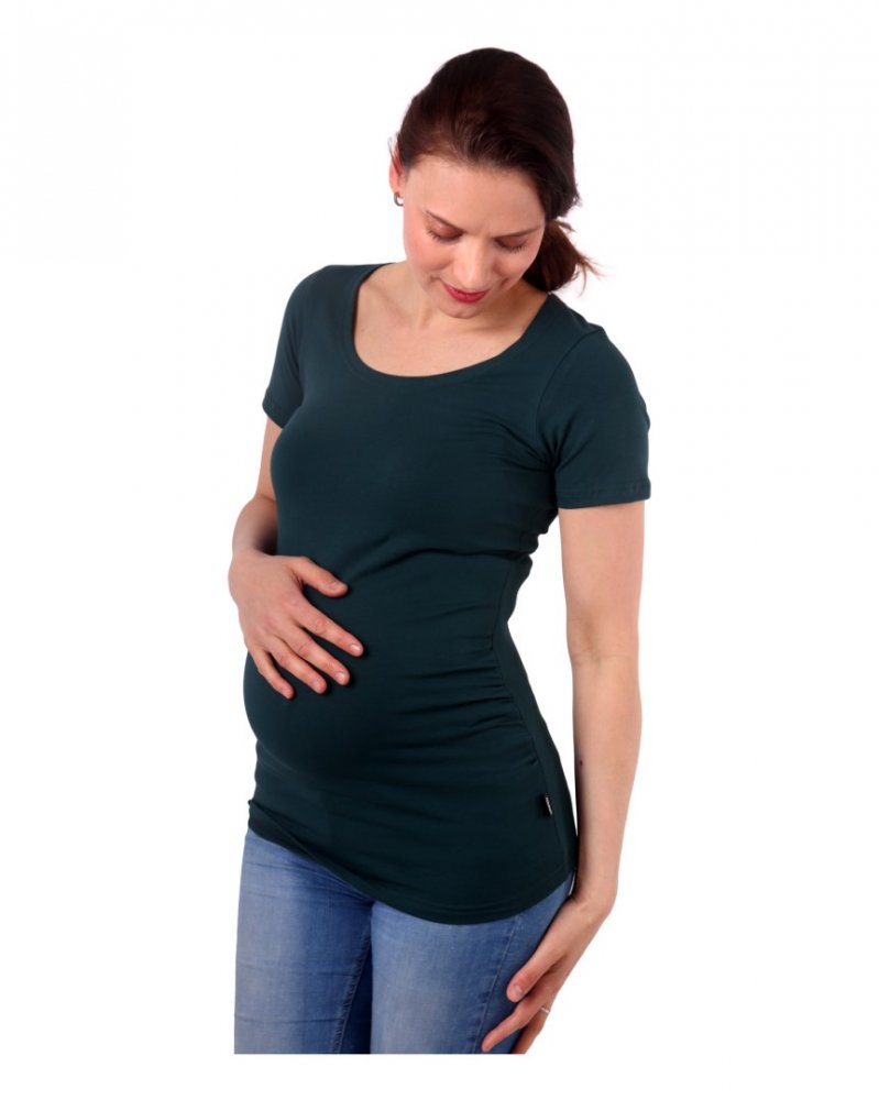 T-shirt de maternité Johanka, manches courtes, vert bouteille L/XL