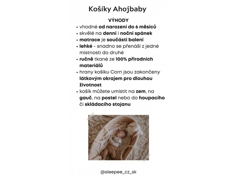 AHOJBABY Cesto di Mosè per neonato Corn Natural + materasso basic - immagine 7