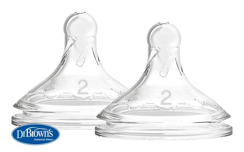 DR.BROWN'S Tettarella per biberon Options+ a collo largo 3m+, silicone 2 pz