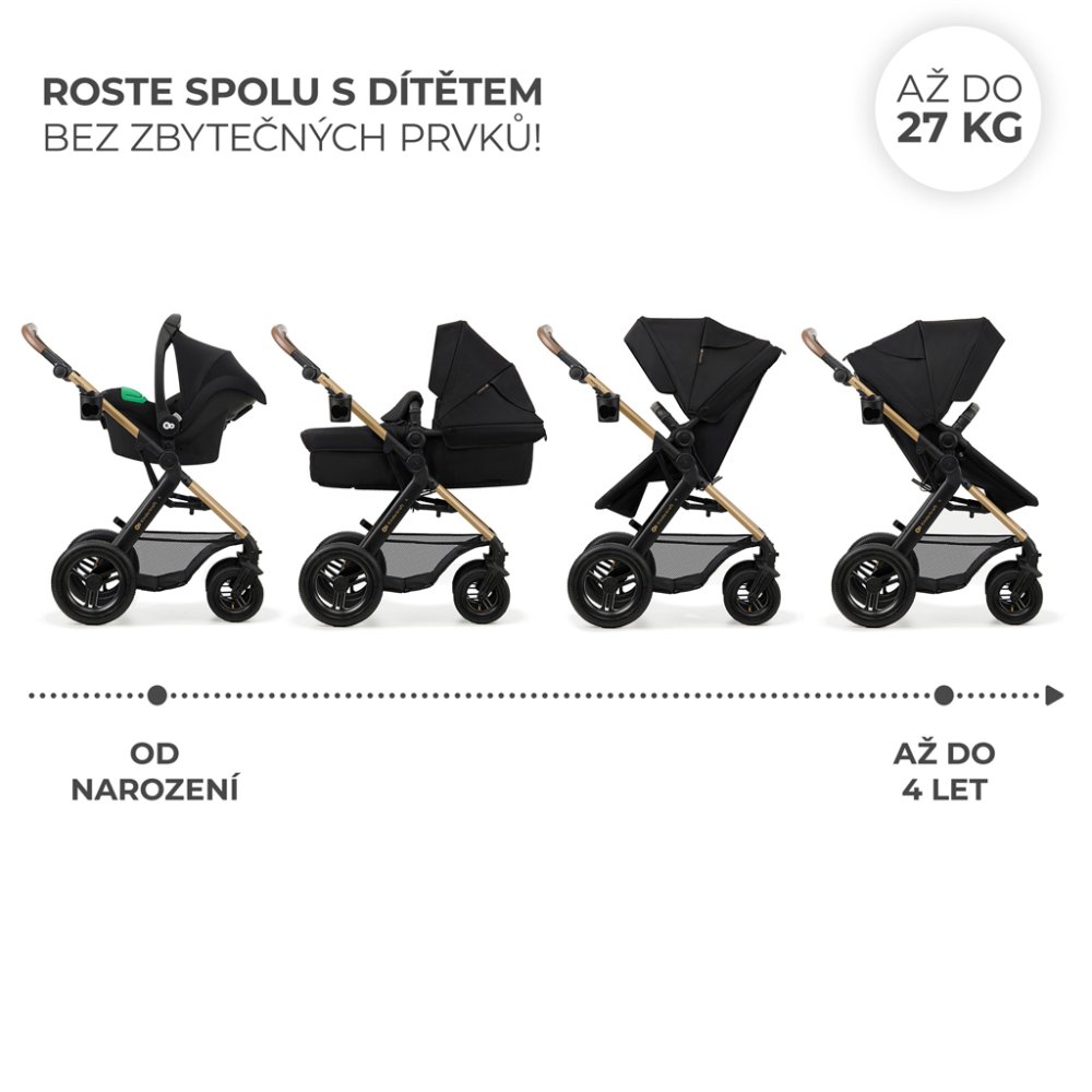 KINDERKRAFT Poussette combinée Moov 2 Air 3en1 Pure Black – Image 6