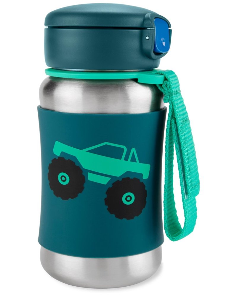 SKIP HOP Spark Style Borraccia con cannuccia in acciaio inox Monster Truck 12m+