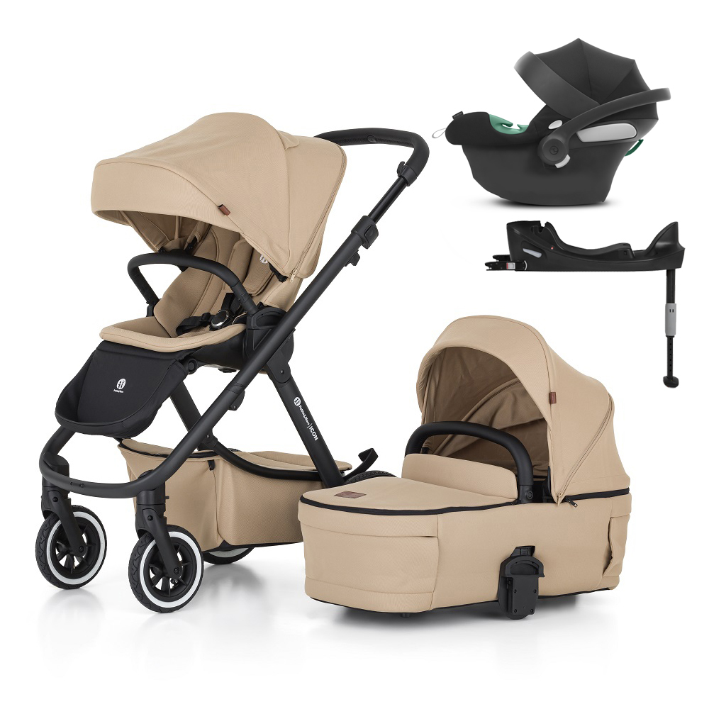 PETITE&MARS SET Poussette 4en1 ICON Mocha Beige LITE AIR + CYBEX Aton B2 i-Size