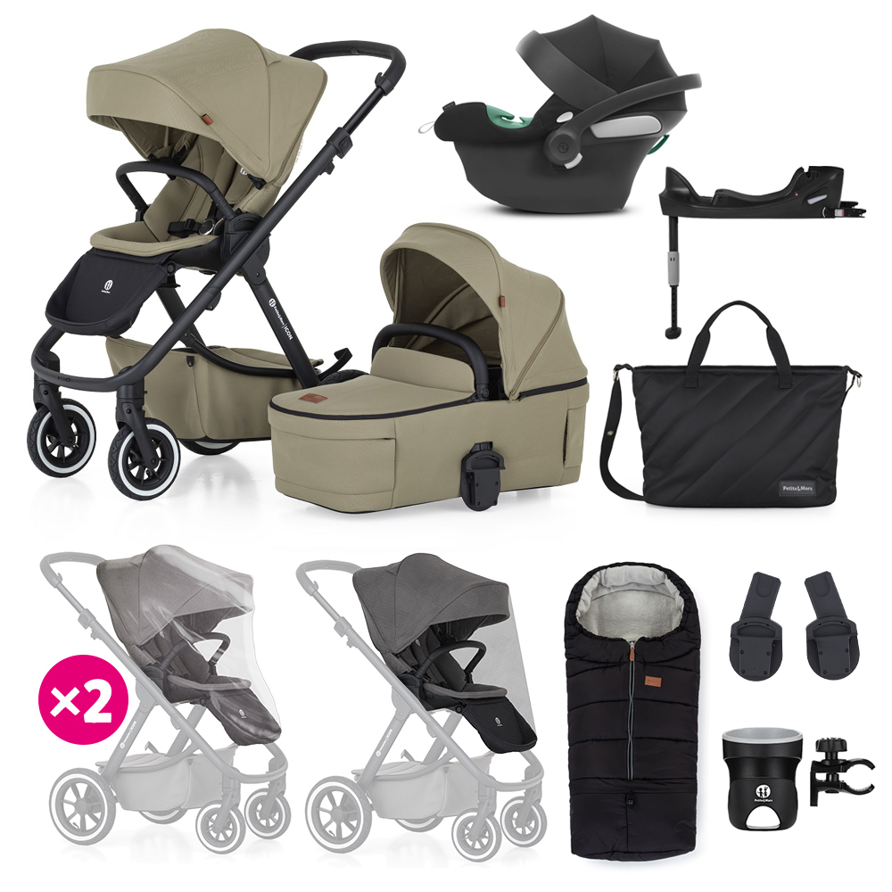 PETITE&MARS SET Poussette 4en1 ICON Mossy Green XXL AIR + CYBEX Aton B2 i-Size