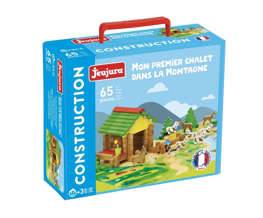 Jeujura Jeu de Construction en Bois 65 Pièces Chalet – Image 4