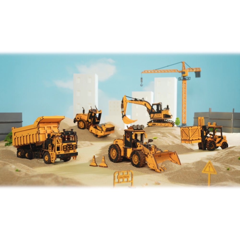 RoboTime Puzzle 3D en bois mécanique Rouleau compresseur – Image 2