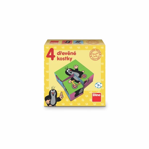 Dino Dřevěné obrázkové kostky Krteček - 4 kostky (obrázek 8)