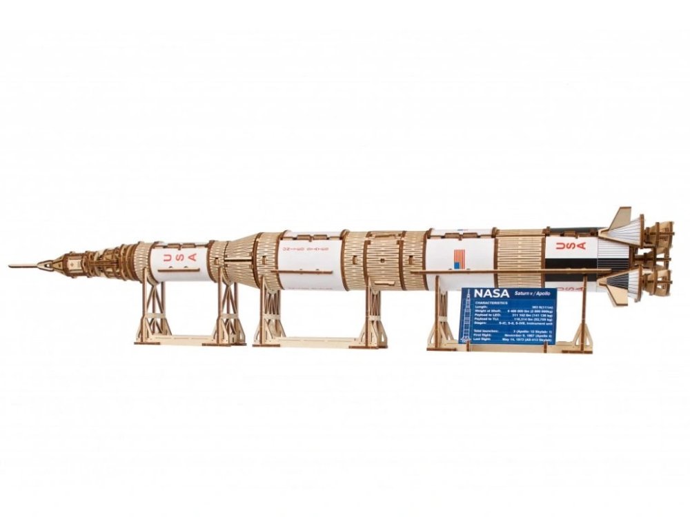 Puzzle mécanique en bois 3D Ugears NASA, Saturn V