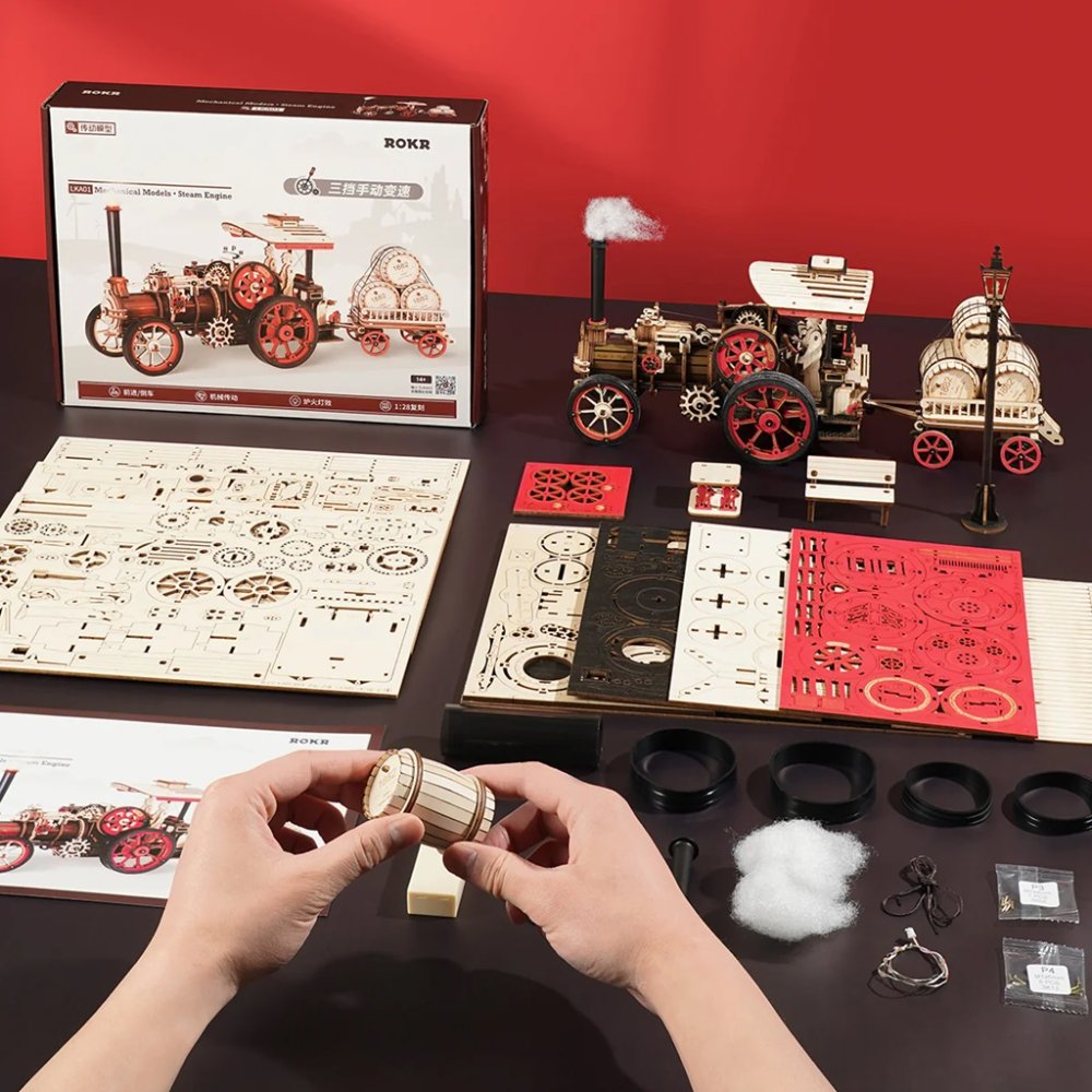 RoboTime 3D dřevěná mechanická skládačka Parní stroj (obrázek 8)