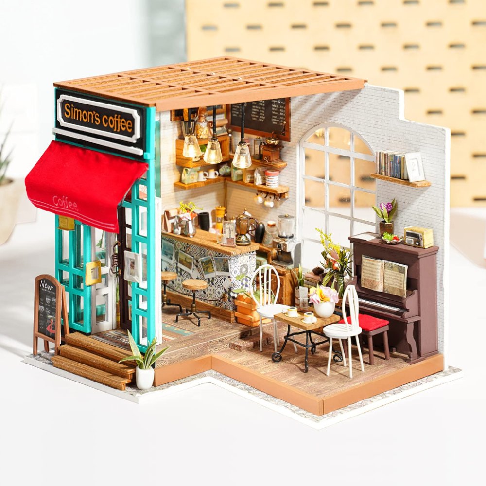 RoboTime 3D dřevěná skládačka Miniatura domečku Kavárna (obrázek 9)