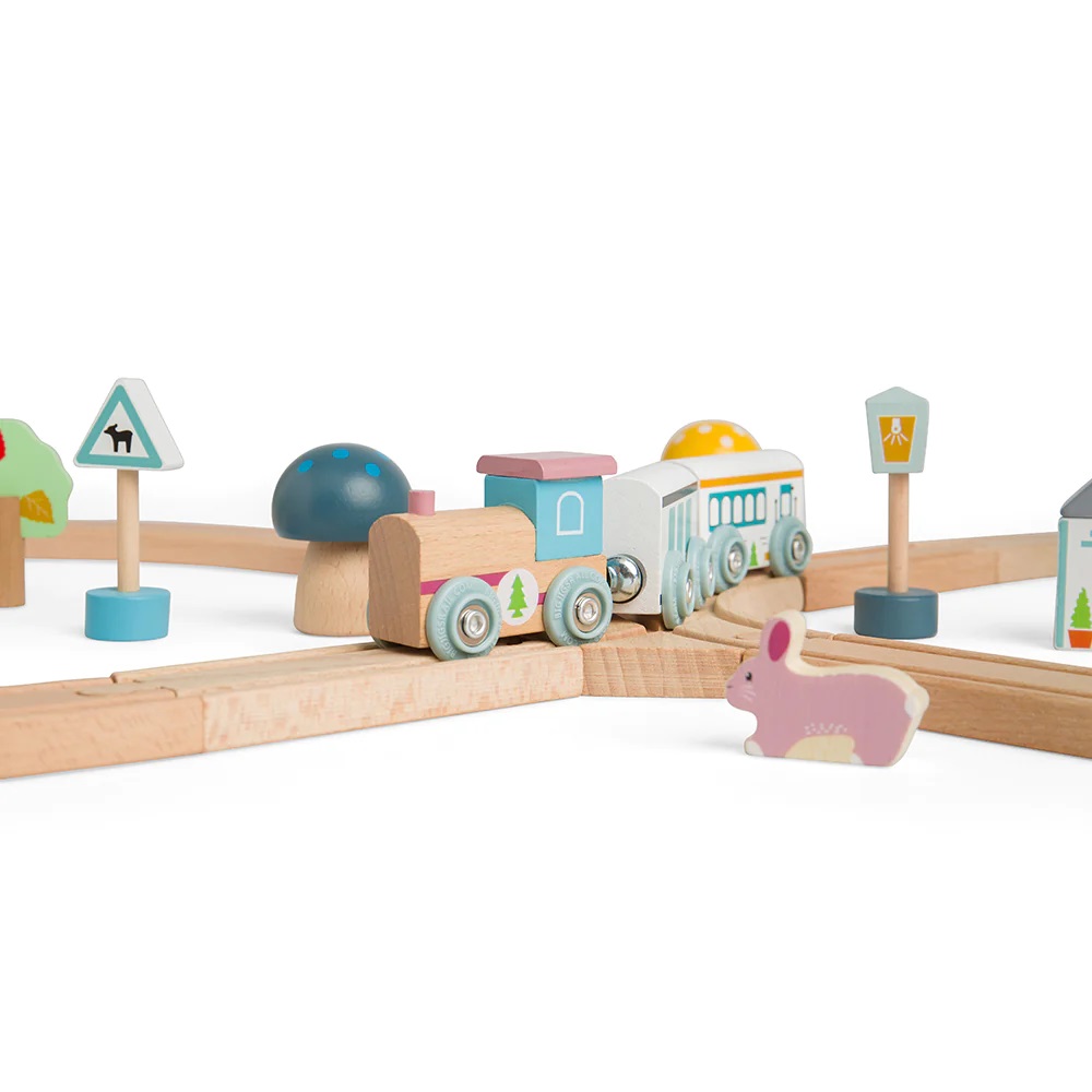 Bigjigs Toys Pista Ferroviaria in Legno nella Foresta - immagine 5
