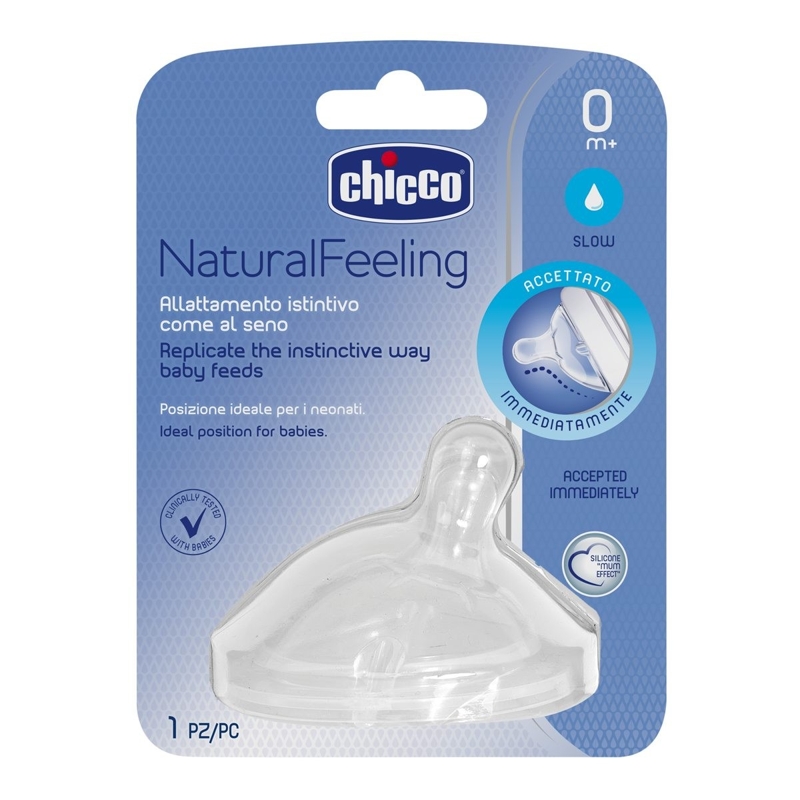 CHICCO Tettarella per Biberon Natural Feeling Silicone Flusso Lento 0m+ 1 pz - immagine 3