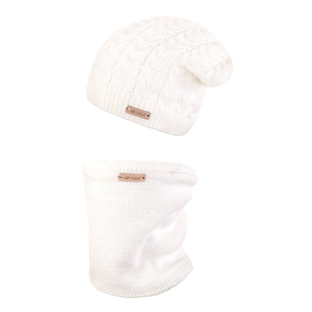 Knitted Beanie and Neck Warmer Outlast ® Set - Natural 6 | 54-57 cm
