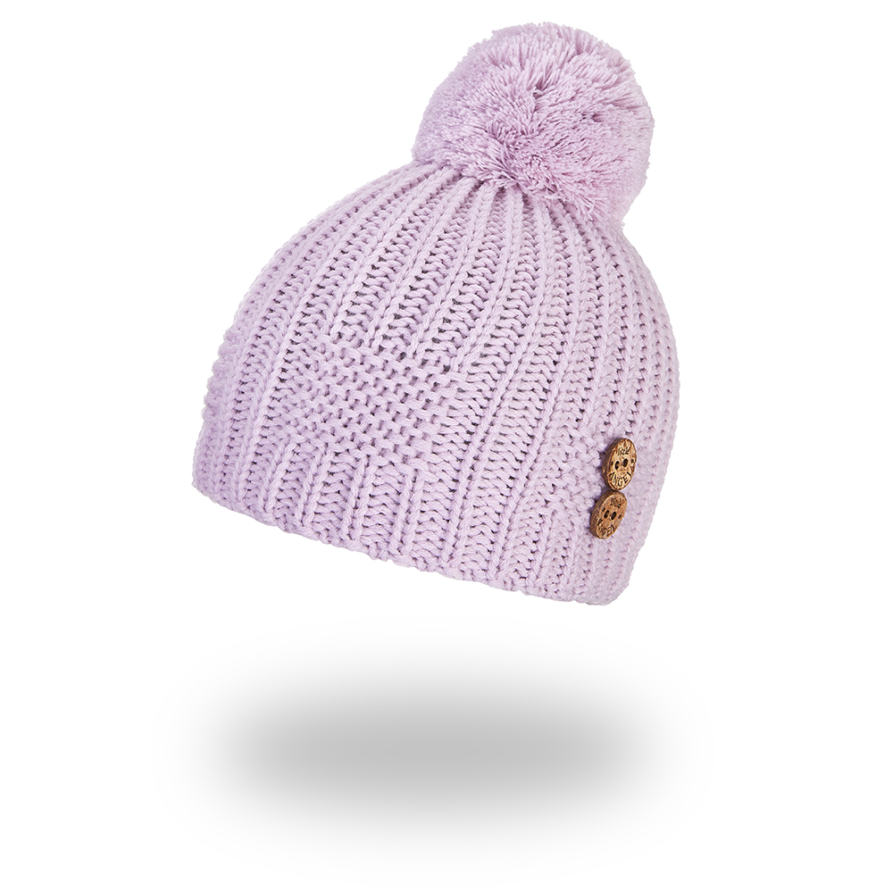 Gorro de punto con pompón, botones Outlast ® - morado claro 4 | 45-48 cm