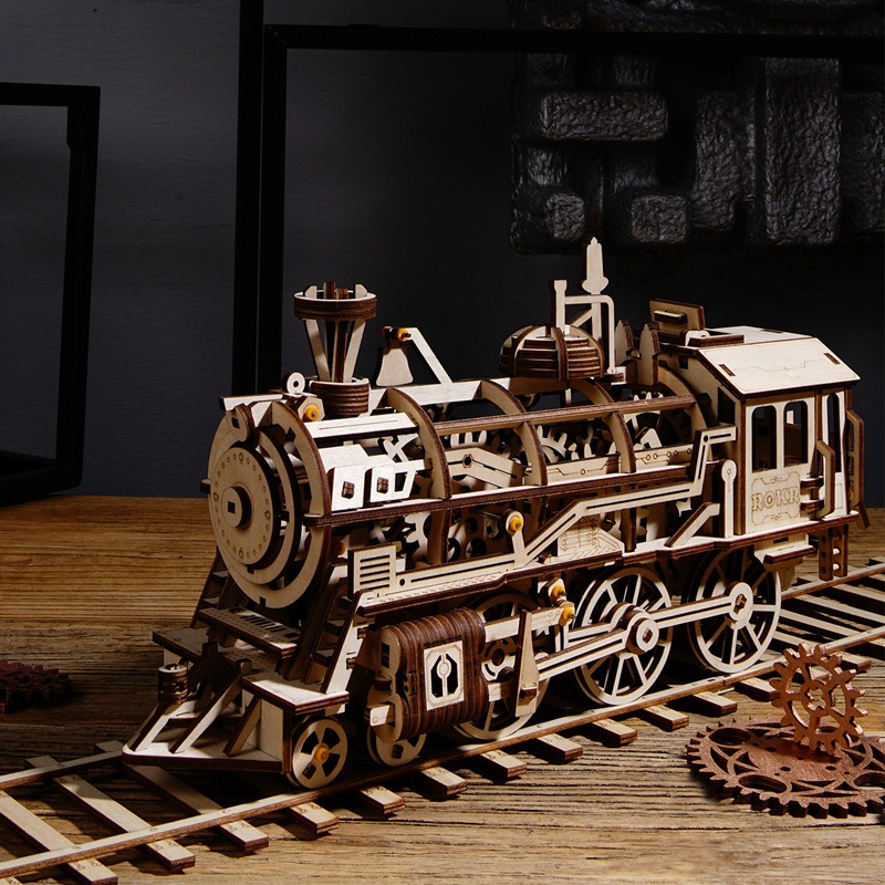 RoboTime 3D dřevěná mechanická skládačka Parní lokomotiva (obrázek 4)