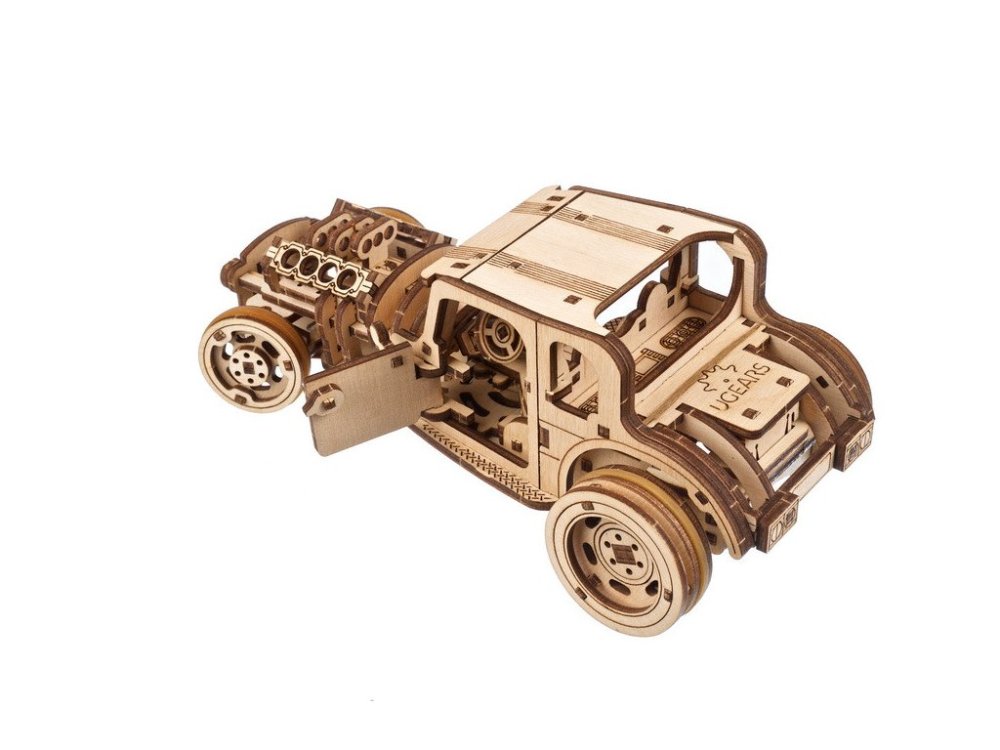 Ugears 3D dřevěné mechanické puzzle The Hot Rod Furious (obrázek 4)