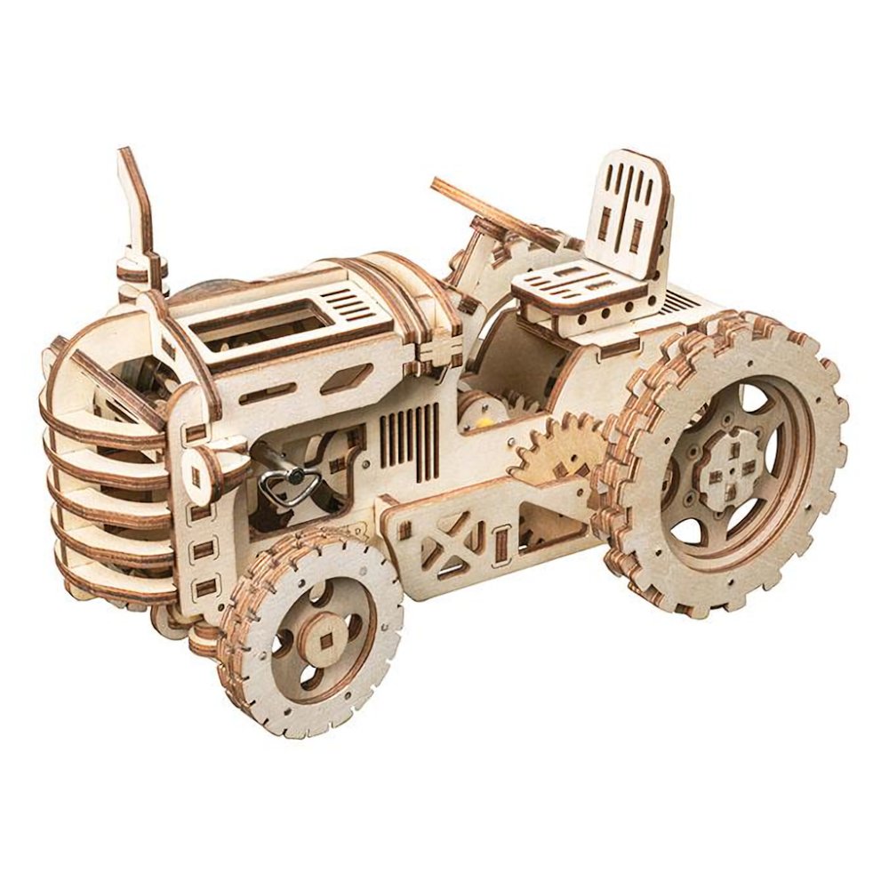 RoboTime 3D dřevěná mechanická skládačka Traktor