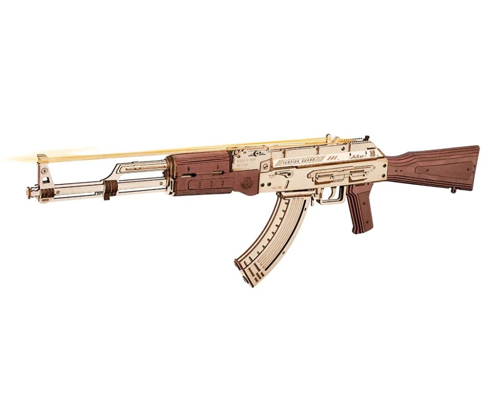 RoboTime 3D dřevěná mechanická skládačka Útočná puška AK-47