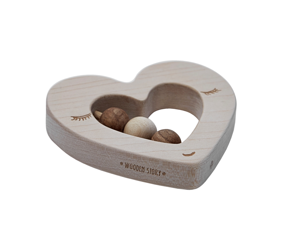 Wooden Story Rattle - Heart,Wooden Story Rattle - Heart