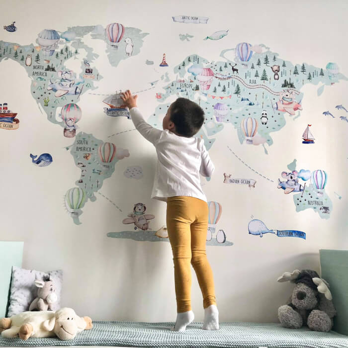 Vinilo Decorativo - Mapa De Viaje Infantil