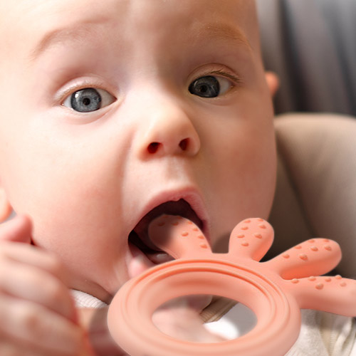 BABYONO Silicone Teether Octopus Pink