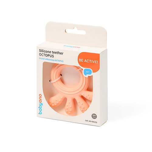 BABYONO Silicone Teether Octopus Pink