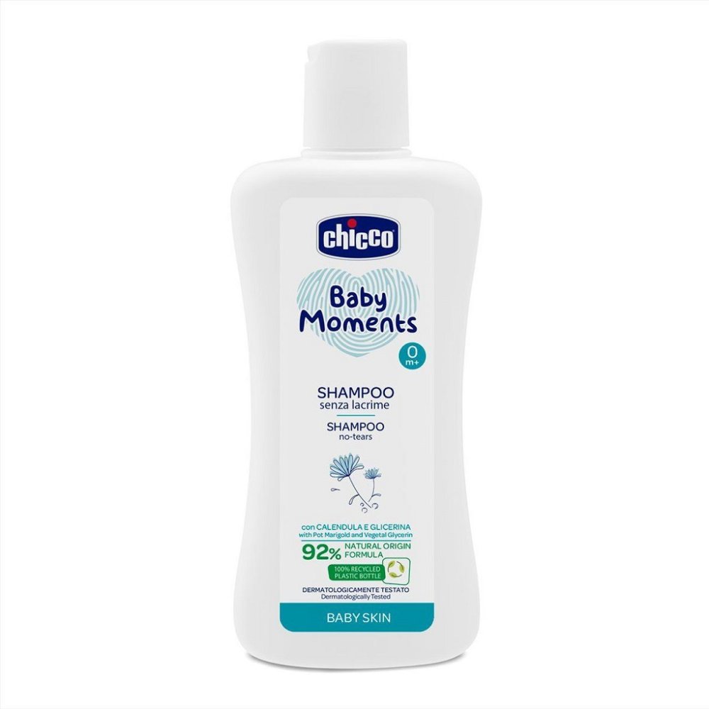 CHICCO Baby Moments Haarshampoo 92 % Natürliche Inhaltsstoffe 200 Ml