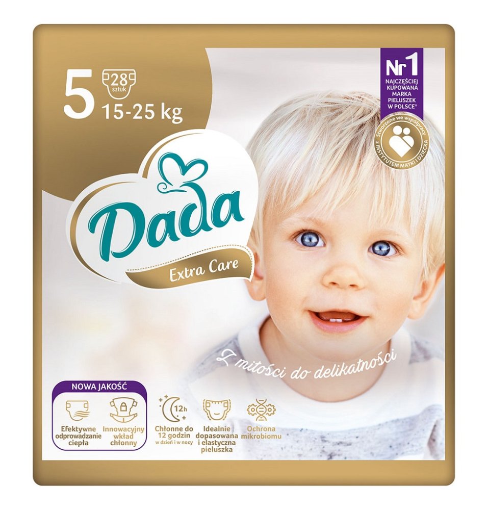 DADA Extra Care Pieluchy Jednorazowe 5 Junior (15-25 Kg) 28 Szt