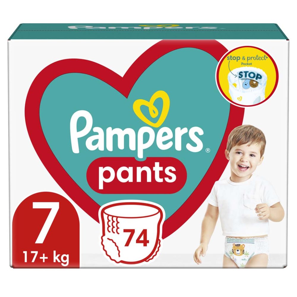 PAMPERS Broekjes Wegwerpluierslipjes 7 (17 Kg+) 74 Stuks - MEGA PACK