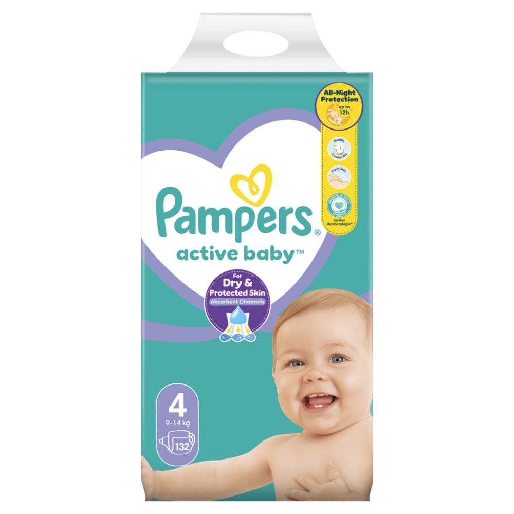 PAMPERS Active Baby Scutece De Unică Folosință 4 (9-14 Kg) 132 Buc