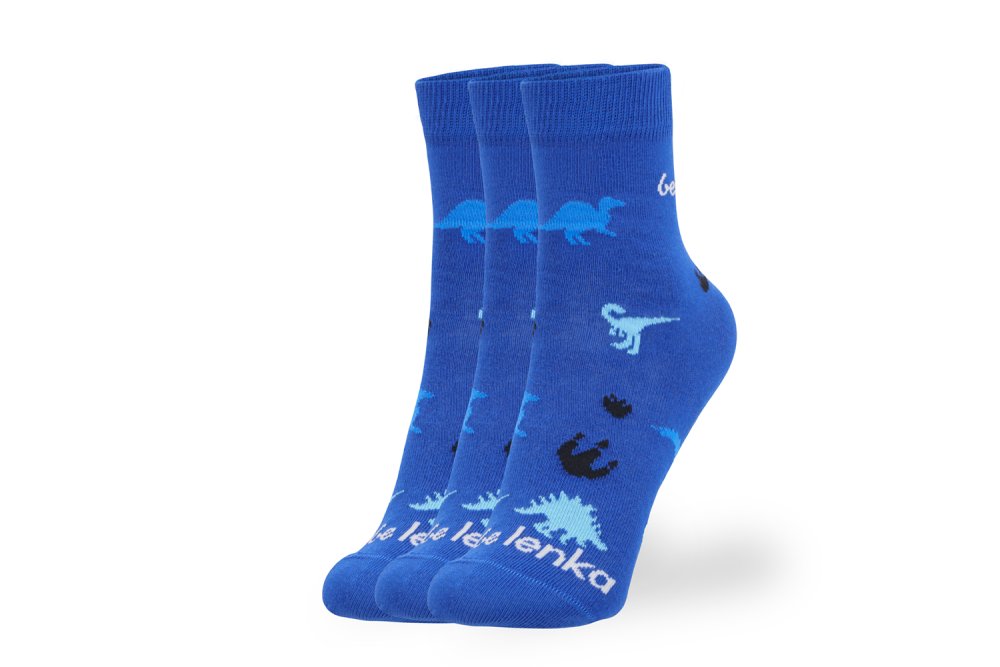 Kinder-Barfußsocken Be Lenka Kids - Crew - Dino - Königsblau - 3er-Pack 23-26 Blue