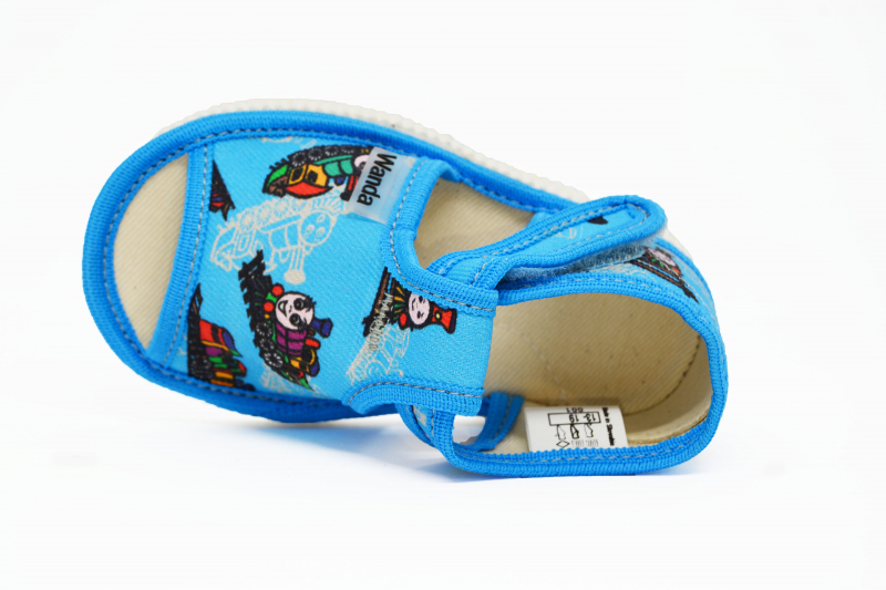 WANDA Children's slippers open toe blue train boy size S 17 - Image 5