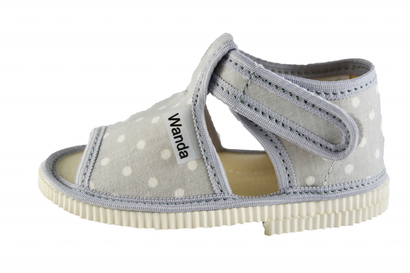 WANDA Children's slippers open toe grey dots uni size S 18