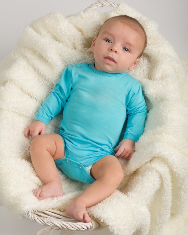 Body a maniche lunghe per bambini, turchese 80