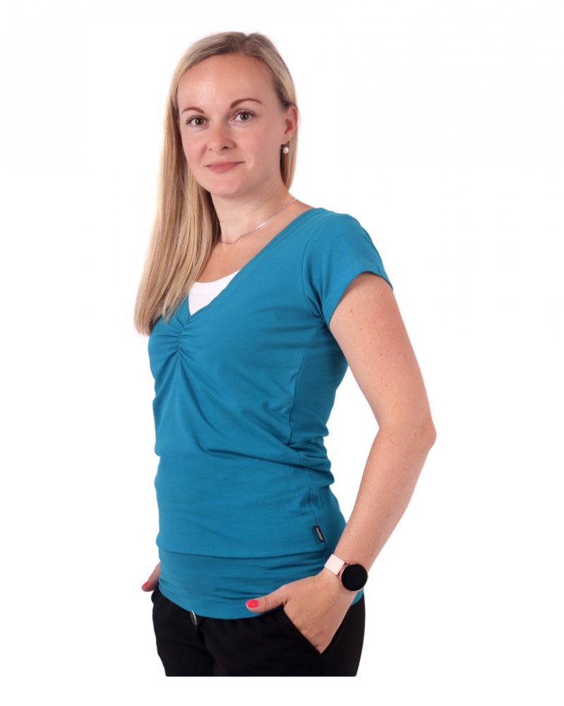 Maglietta da allattamento KARLA, manica corta, turchese scuro L/XL