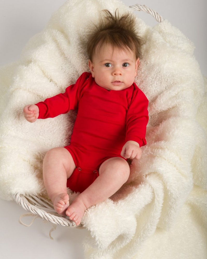 Corpo a maniche lunghe per bambini, rosso 68 - immagine 3