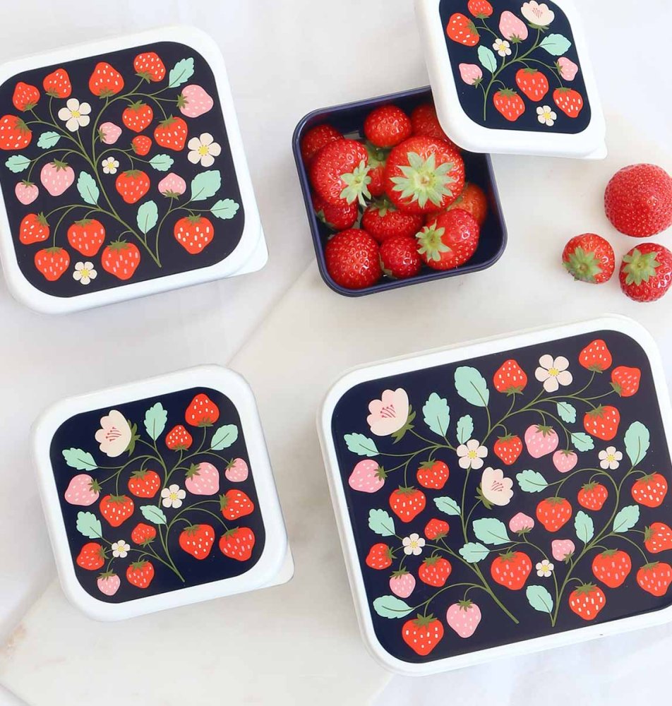 A Little Lovely Company - Set di quattro contenitori per snack - fragole - immagine 5