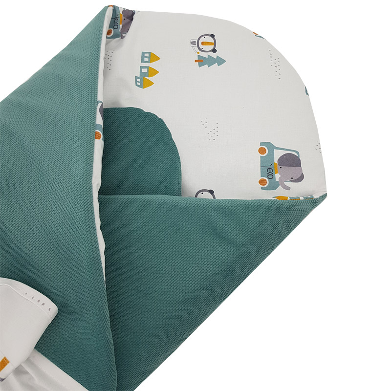 Couverture d'emmaillotage écologique en coton avec velours et intérieur en noix de coco nœud Cars 75x75cm – Image 5