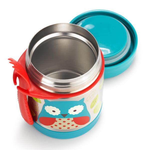 SKIP HOP Zoo Termos per alimenti con cucchiaio/forchetta Gufo 325 ml, 3+ + AQUAINT 500 ml - immagine 3