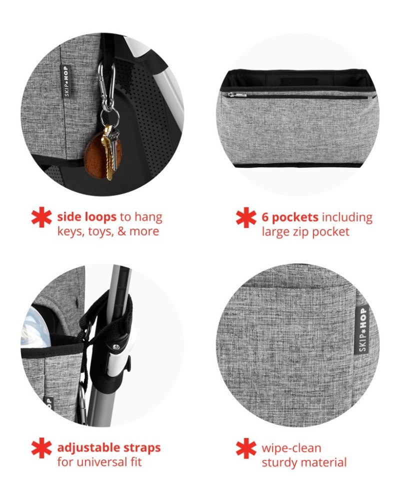 SKIP HOP Organizer do wózka Grab&Go Ultra grey melange - obrazek 4