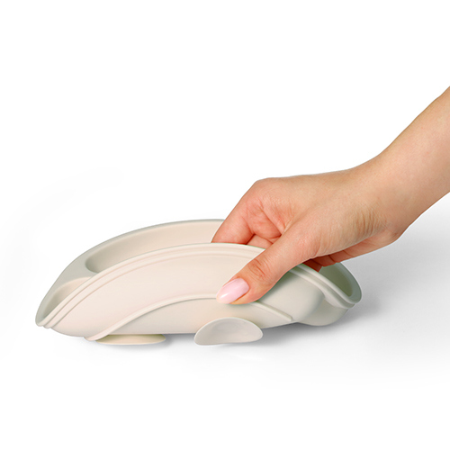 BABYONO Talerz silikonowy z przyssawką - beige 6m+ - obrazek 4