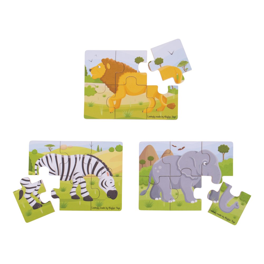 Bigjigs Toys Puzzle 3 en 1 animales safari