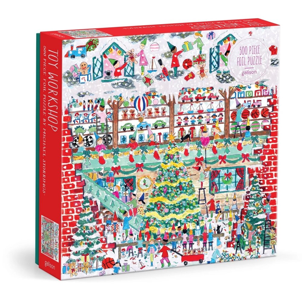 Galison Folienpuzzle Michael Storrings Weihnachtliche Spielzeugwerkstatt 500 Teile